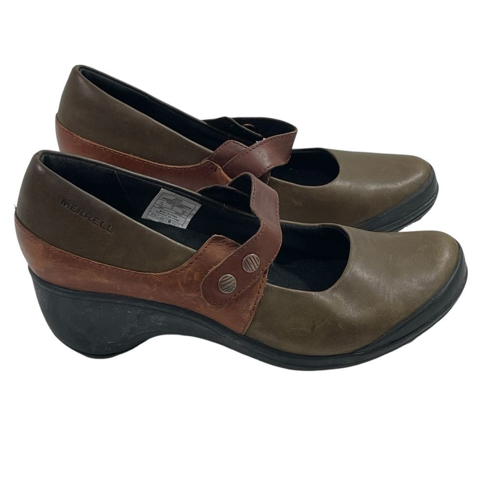 Merrell Veranda Emme Mary Jane Brown Leather Pumps Size 7.5 Performance Footwear